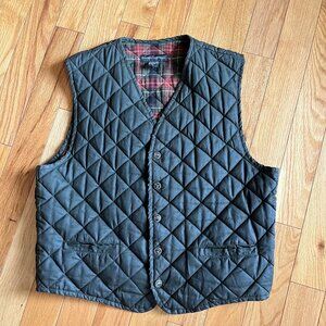 Banana Republic Quilted Cotton Snap Vest Men's Large Green Outdoorsman Gift